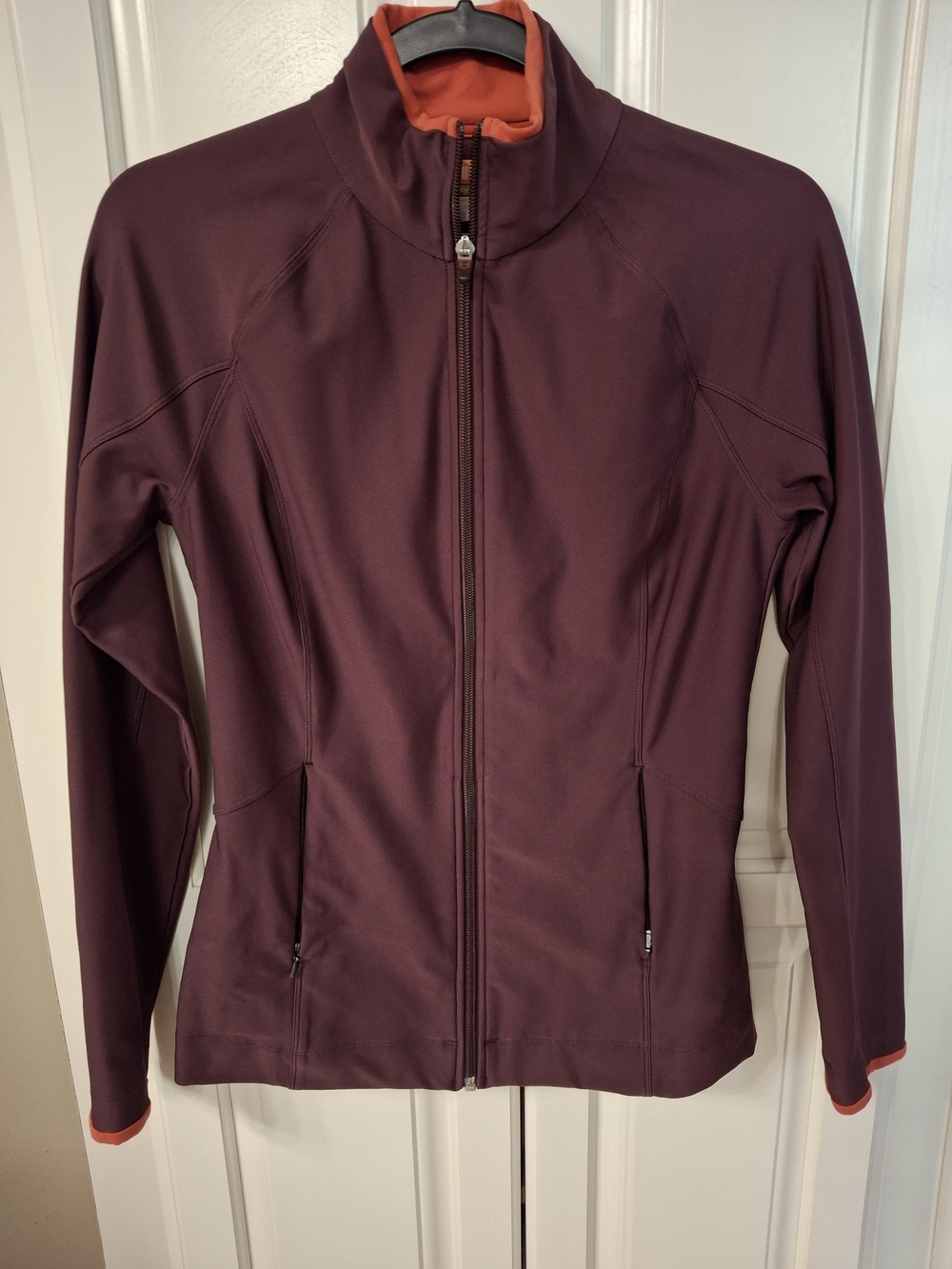 Lucy Tech Plum Utility Jacket with Orange Trim Xs